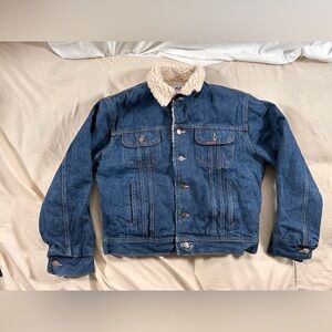 Dakota By Five Brother Vintage Made In USA Denim Sherpa Lined Jacket Retro Y2K